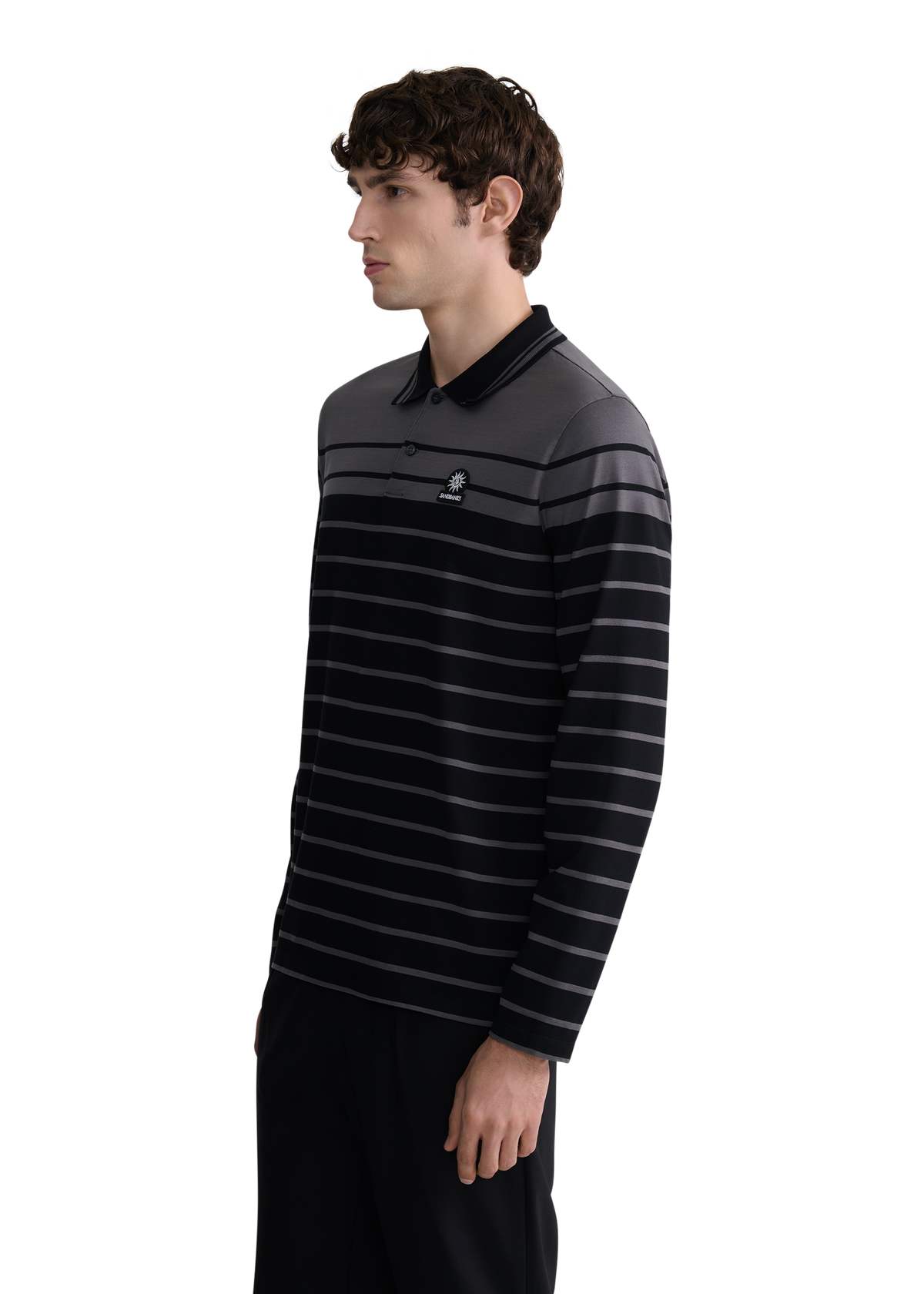 Engineered Stripe Polo Shirt - Black/Anthracite