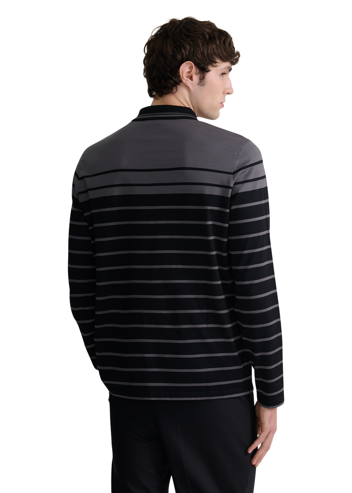 Engineered Stripe Polo Shirt - Black/Anthracite