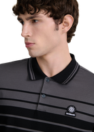 Engineered Stripe Polo Shirt - Black/Anthracite