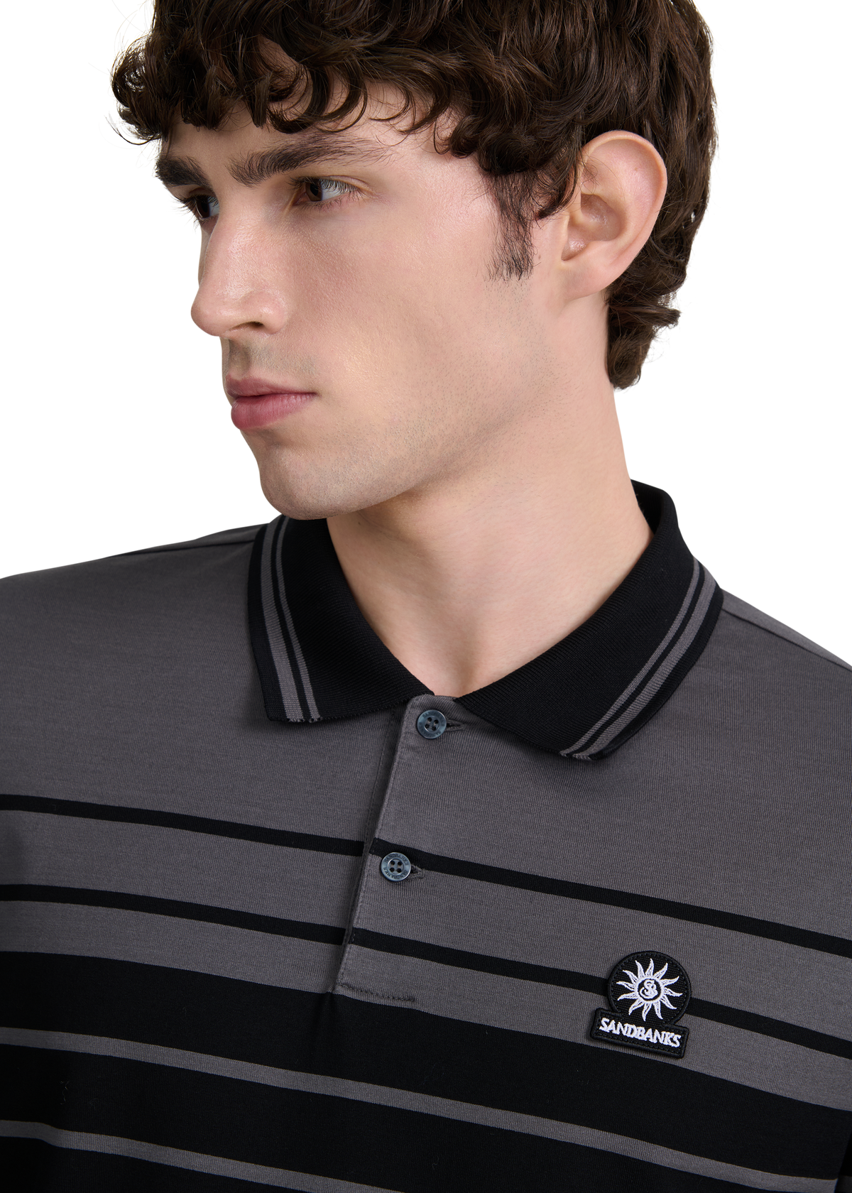 Engineered Stripe Polo Shirt - Black/Anthracite