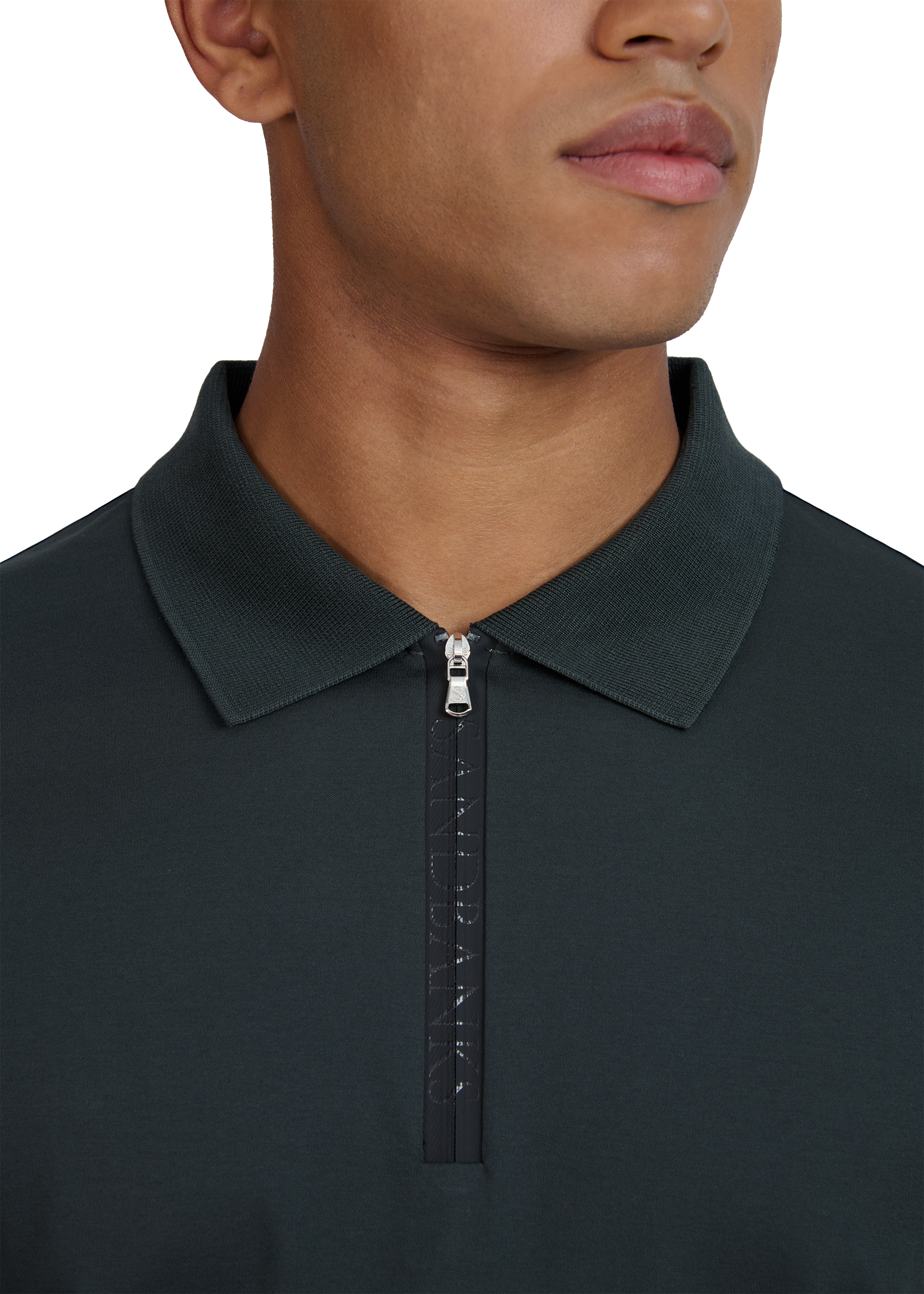 Sandbanks Silicone Zip Polo Shirt - Anthracite on model