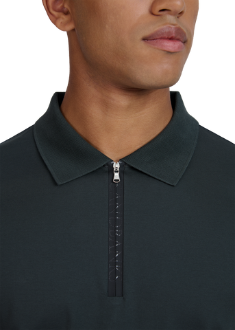 Sandbanks Silicone Zip Polo Shirt - Anthracite on model