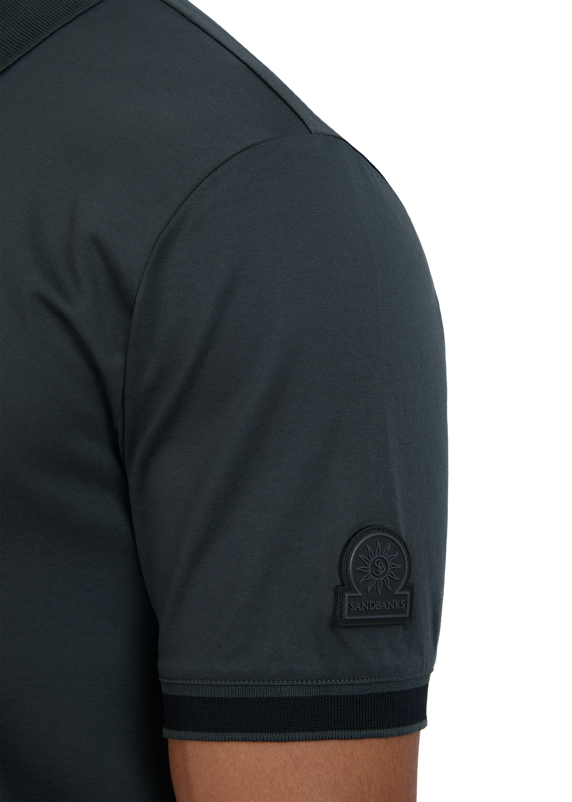 Sandbanks Silicone Zip Polo Shirt - Anthracite on model