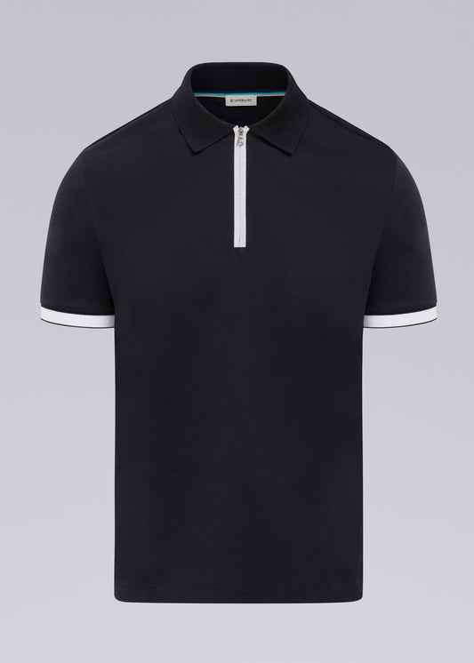 Sandbanks Silicone Zip Polo Shirt - Black