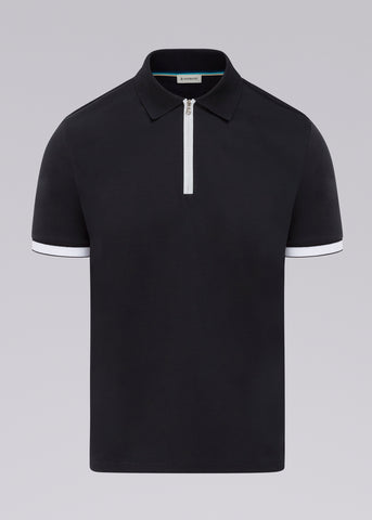 Sandbanks Silicone Zip Polo Shirt - Black