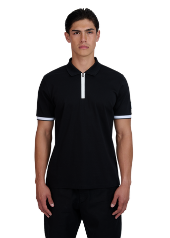 Sandbanks Silicone Zip Polo Shirt - Black
