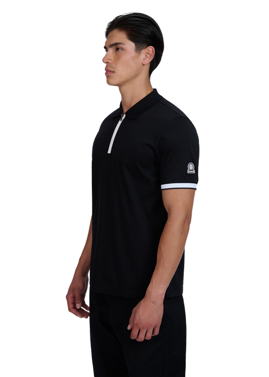 Sandbanks Silicone Zip Polo Shirt - Black