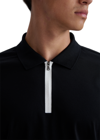 Sandbanks Silicone Zip Polo Shirt - Black