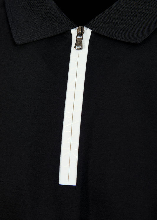Sandbanks Silicone Zip Polo Shirt - Black