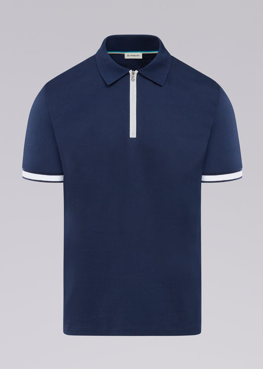 Sandbanks Silicone Zip Polo Shirt - Navy