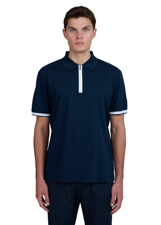 Sandbanks Silicone Zip Polo Shirt - Navy