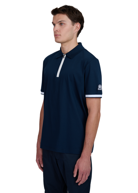Sandbanks Silicone Zip Polo Shirt - Navy