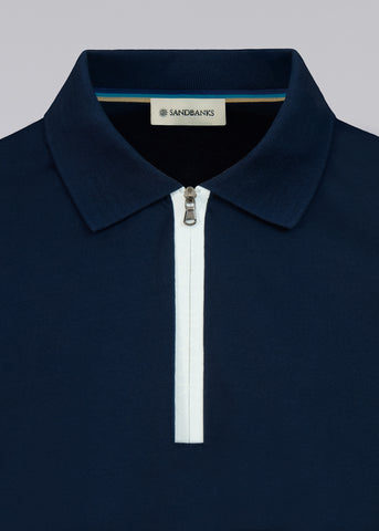 Sandbanks Silicone Zip Polo Shirt - Navy