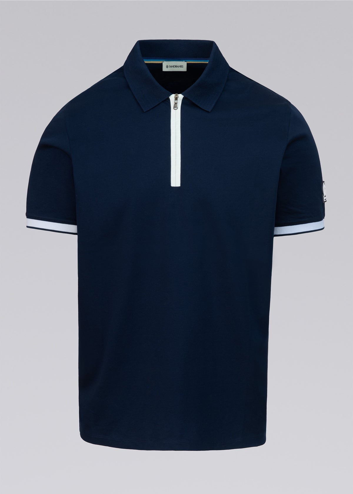 Sandbanks Silicone Zip Polo Shirt - Navy