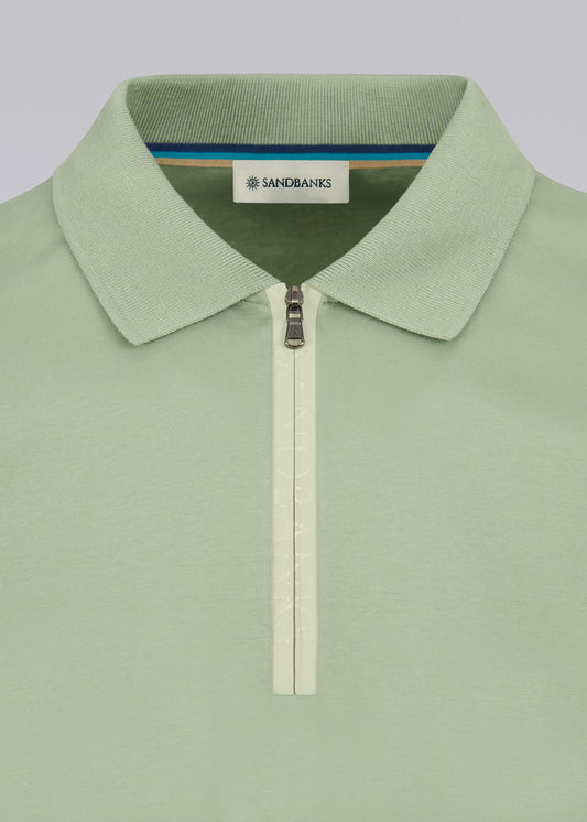 Sandbanks Silicone Zip Polo Shirt - Sage