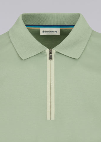 Sandbanks Silicone Zip Polo Shirt - Sage
