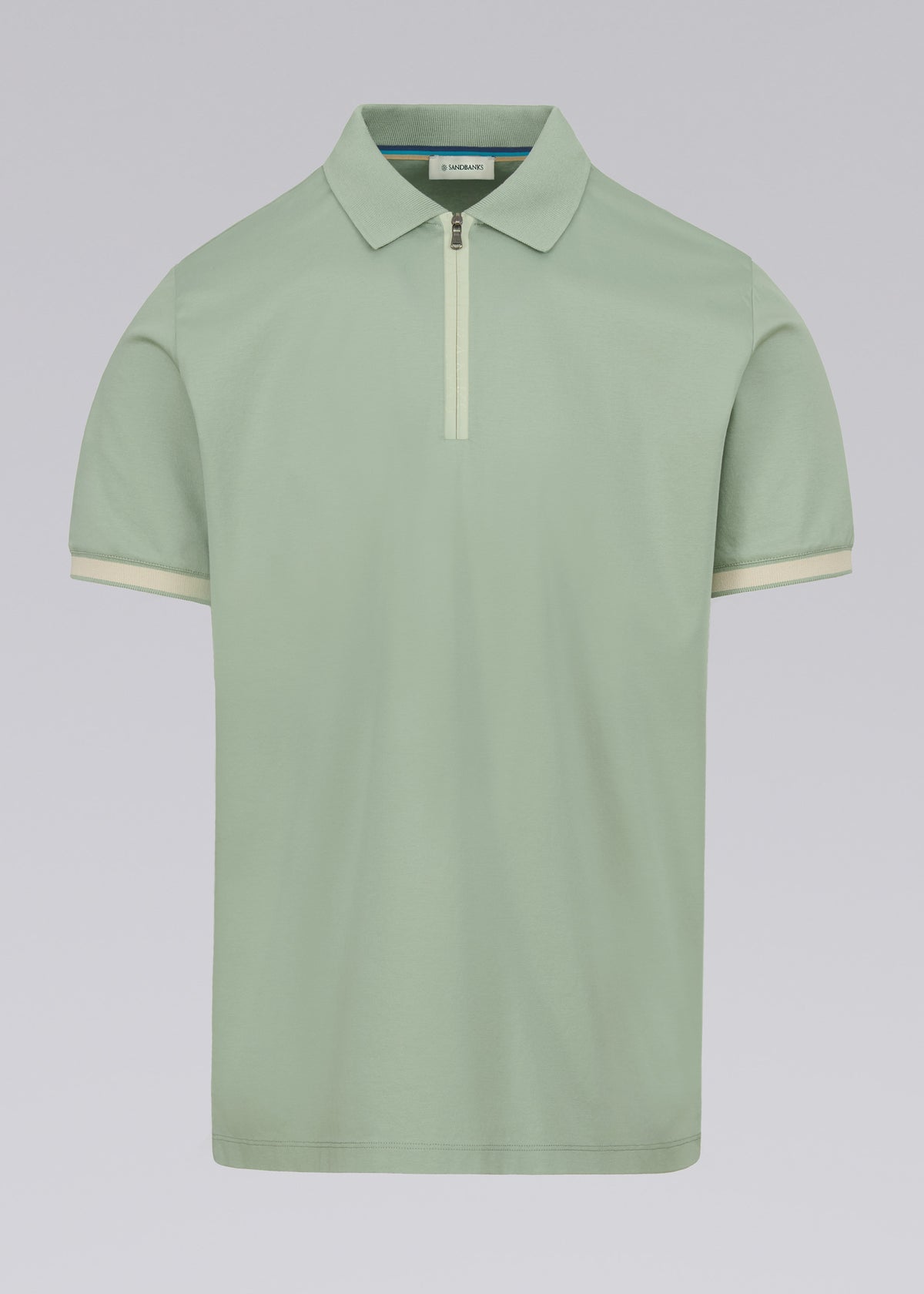 Sandbanks Silicone Zip Polo Shirt - Sage
