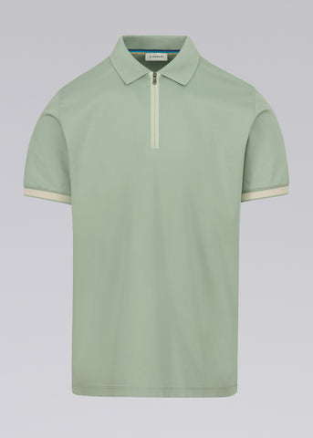 Sandbanks Silicone Zip Polo Shirt - Sage