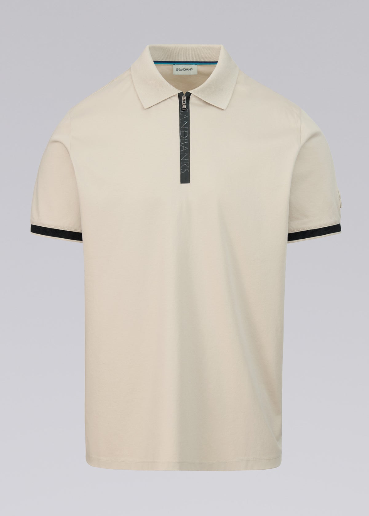 Sandbanks Silicone Zip Polo Shirt - Stone
