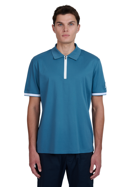 Sandbanks Silicone Zip Polo Shirt - Teal