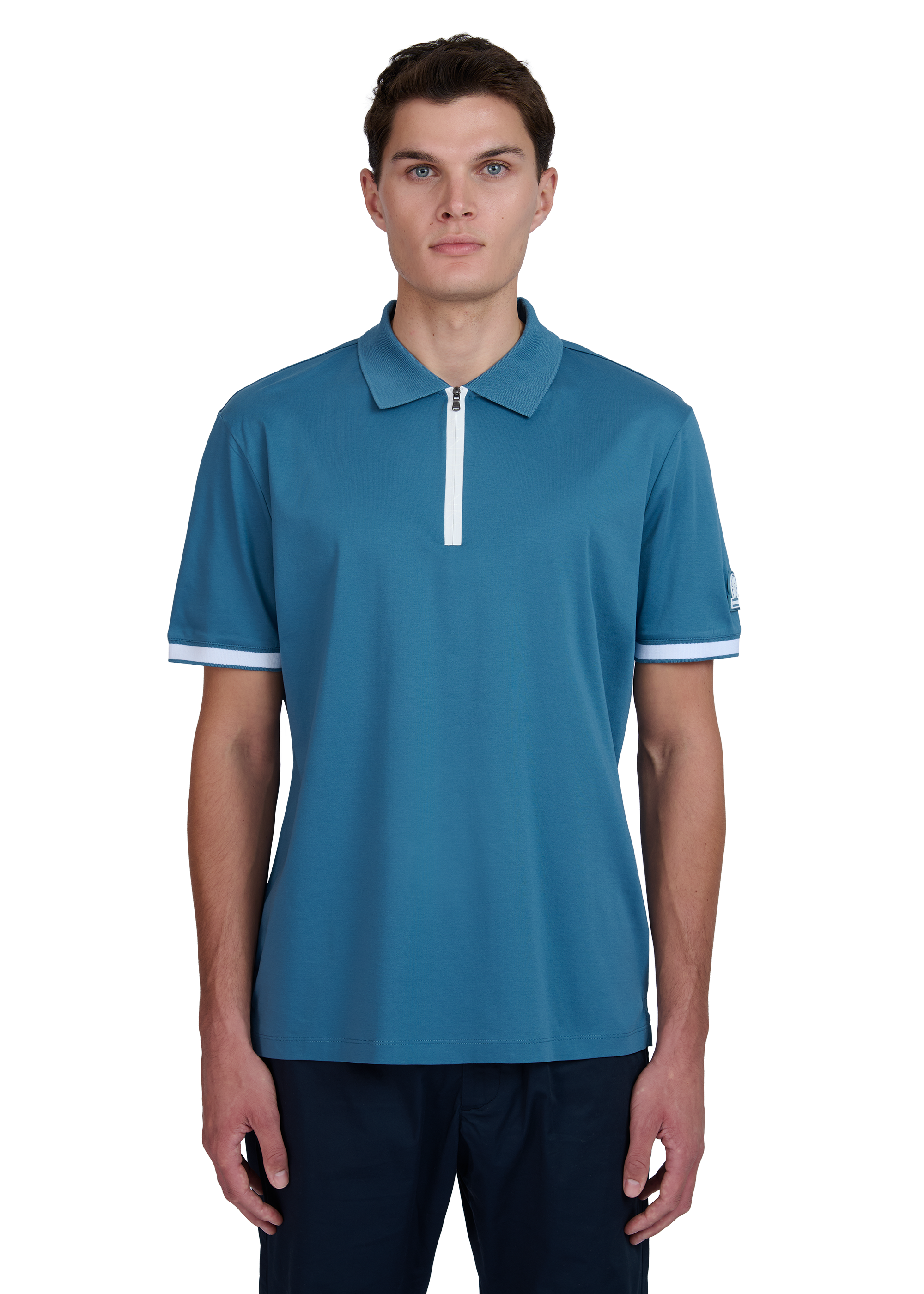 Sandbanks Silicone Zip Polo Shirt - Teal
