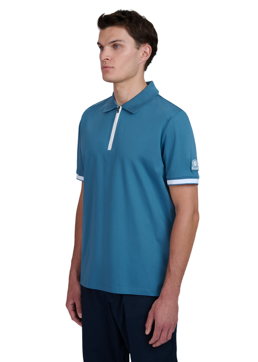 Sandbanks Silicone Zip Polo Shirt - Teal