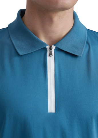 Sandbanks Silicone Zip Polo Shirt - Teal