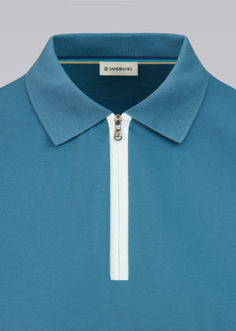 Sandbanks Silicone Zip Polo Shirt - Teal