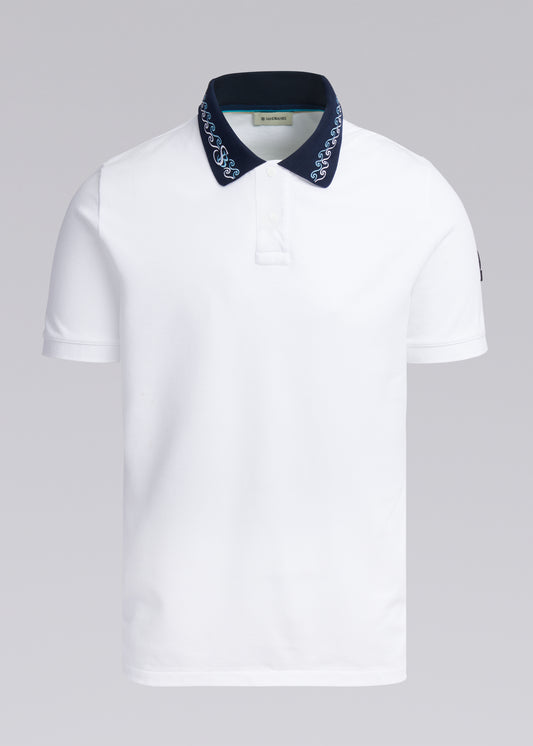 Sandbanks Embroidered Collar Polo Shirt - White