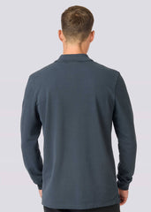 Sandbanks Badge Logo Long Sleeve Zip Polo Shirt - Anthracite