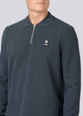 Sandbanks Badge Logo Long Sleeve Zip Polo Shirt - Anthracite