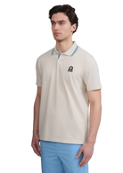 Sandbanks Stripe Tape Placket Polo - Stone
