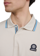 Sandbanks Stripe Tape Placket Polo - Stone