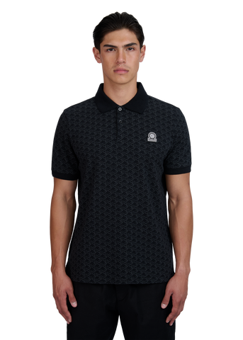 Sandbanks Jacquard Monogram Polo Shirt - Black