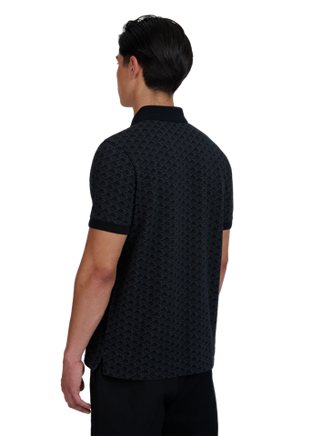 Sandbanks Jacquard Monogram Polo Shirt - Black