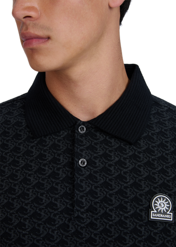 Sandbanks Jacquard Monogram Polo Shirt - Black