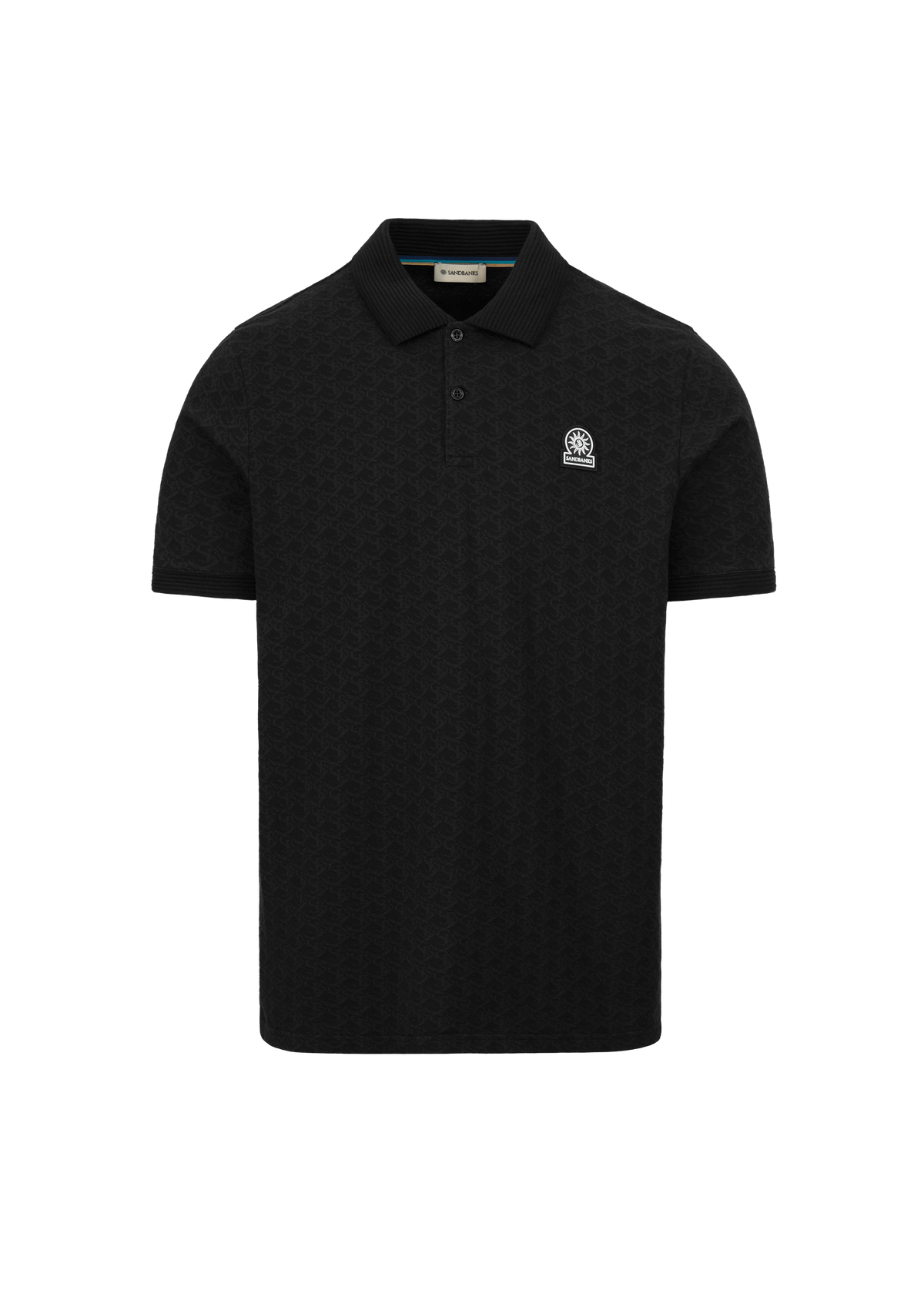 Sandbanks Jacquard Monogram Polo Shirt - Black