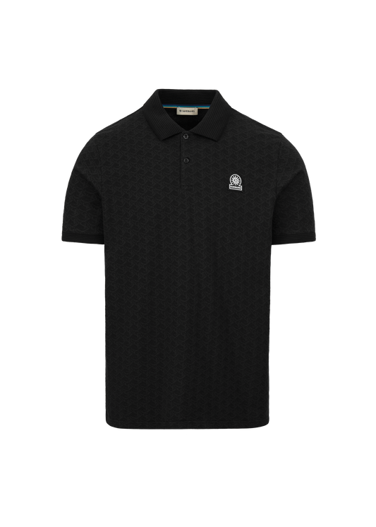 Sandbanks Jacquard Monogram Polo Shirt - Black