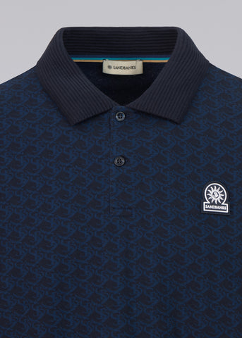 Sandbanks Jacquard Monogram Polo Shirt - Navy
