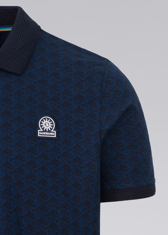 Sandbanks Jacquard Monogram Polo Shirt - Navy