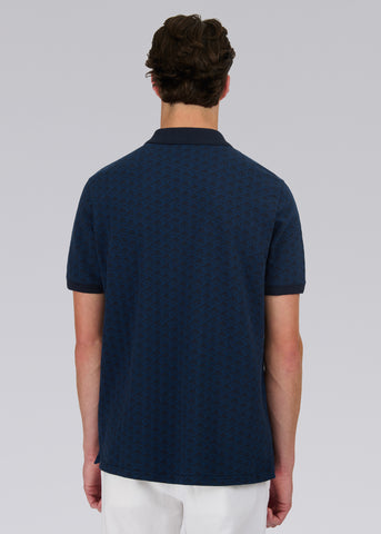 Sandbanks Jacquard Monogram Polo Shirt - Navy