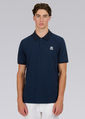 Sandbanks Jacquard Monogram Polo Shirt - Navy