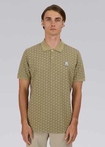 Sandbanks Jacquard Monogram Polo Shirt - Sage