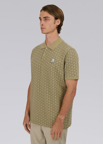 Sandbanks Jacquard Monogram Polo Shirt - Sage