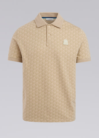 Sandbanks Jacquard Monogram Polo Shirt - Sand