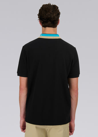 Sandbanks Tri-Colour Collar Polo Shirt - Black