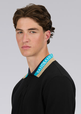 Sandbanks Tri-Colour Collar Polo Shirt - Black