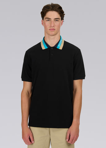 Sandbanks Tri-Colour Collar Polo Shirt - Black