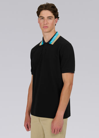 Sandbanks Tri-Colour Collar Polo Shirt - Black