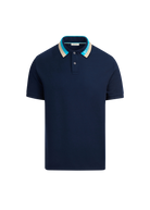 Sandbanks Tri-Colour Collar Polo Shirt - Navy